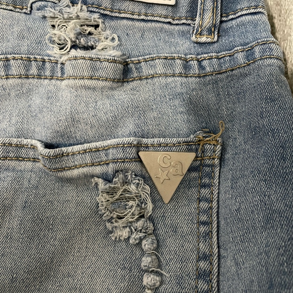 Blue Distressed Jean Shorts - Picture 6 of 9